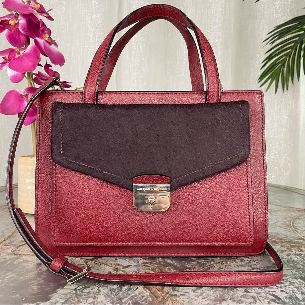 Kate Spade SMALL ZARINAH Hyde Place Leather/Calf Hair Satchel Bag WKRU3997 $429